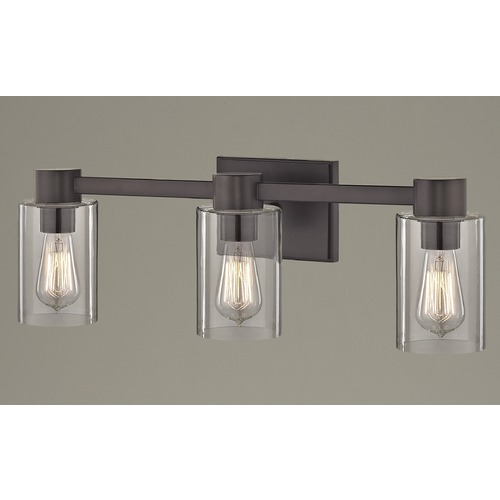 3-Light Clear Glass Bathroom Light Bronze