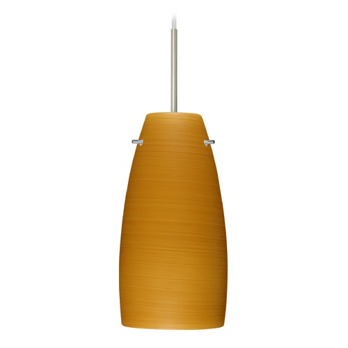 Besa Lighting Tao Satin Nickel LED Mini-Pendant Light with Oblong Shade