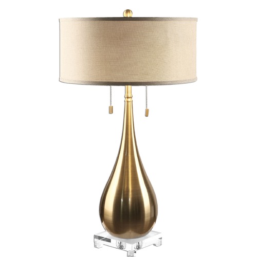 Lagrima Brushed Brass Lamp by Uttermost Lighting