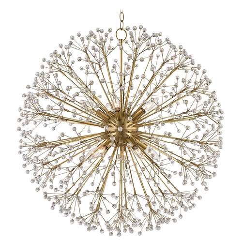 Dunkirk Crystal Pendant in Aged Brass by Hudson Valley Lighting