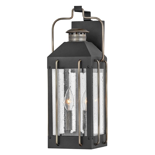 Hinkley Fitzgerald Medium Outdoor Wall Lantern in Black & Bronze by Hinkley Lighting 2734TK