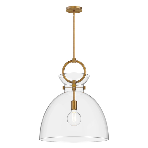 Alora Lighting Waldo Aged Gold Pendant Light with Bowl / Dome Shade