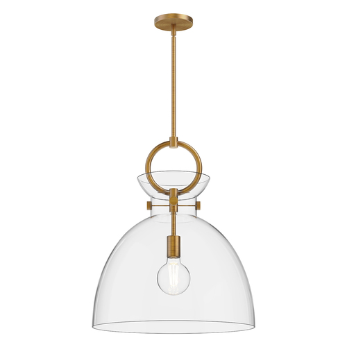 Alora Lighting Alora Lighting Waldo Aged Gold Pendant Light with Bowl / Dome Shade PD411818AGCL