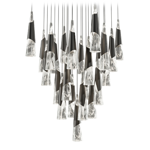 Modern Forms by WAC Lighting Modern Forms Kilt Black LED Multi-Light Pendant with Conical Shade PD-44425S-BK