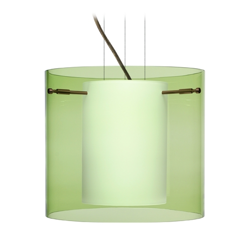 Besa Lighting Modern Pendant Light Green Glass Bronze by Besa Lighting 1KG-L18407-BR