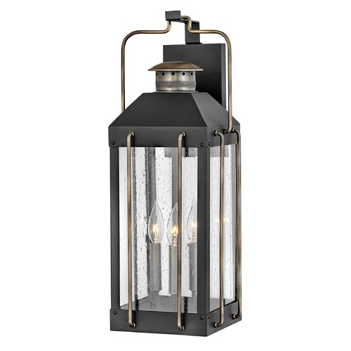 Fitzgerald Large Outdoor Wall Lantern in Black & Bronze by Hinkley Lighting