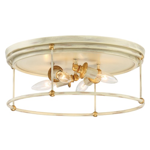 Westchester County Farm House White with Gilded Gold Leaf Flush Mount by Minka Lavery
