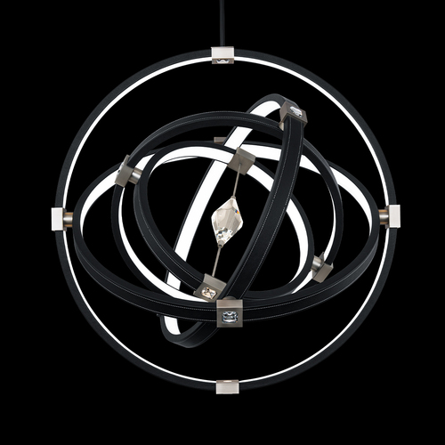 Atomic 36.50-Inch Pendant in Black Leather & Nickel by Schonbek Beyond