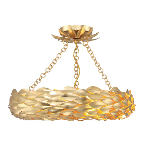 Crystorama Lighting Broche Antique Gold LED Semi-Flushmount Light