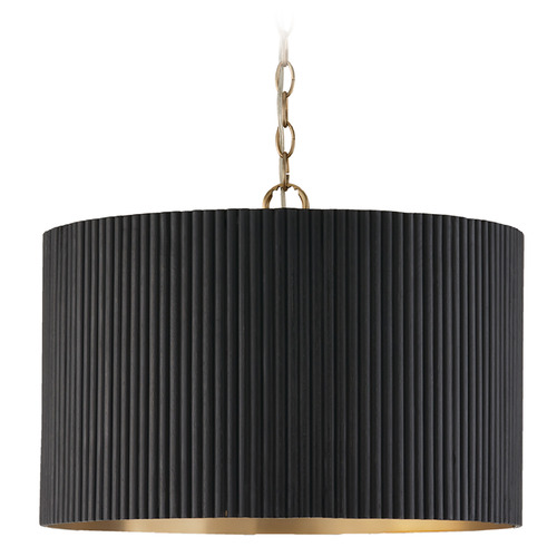 Capital Lighting Donovan Black Stain and Matte Brass Pendant Light with Drum Shade