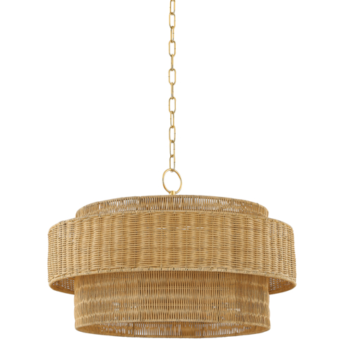 Danica 24-Inch Wicker Pendant in Aged Brass by Mitzi by Hudson Valley