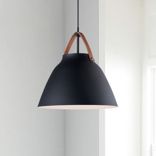 Nordic Tan Leather & Black Pendant by Maxim Lighting