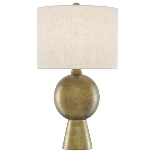 Currey and Company Lighting Currey and Company Rami Antique Brass Table Lamp with Drum Shade 6000-0535