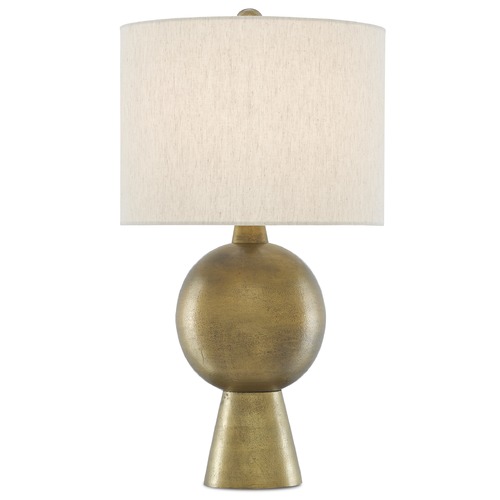 Currey and Company Rami Antique Brass Table Lamp with Drum Shade