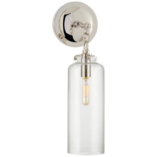 Visual Comfort Signature Collection Thomas OBrien Katie Cylinder Sconce in Nickel by Visual Comfort Signature TOB2225PNG3CG