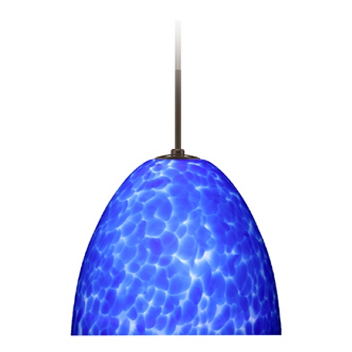 Besa Lighting Modern Mini-Pendant Light Blue Glass by Besa Lighting 1BT-757286-BR