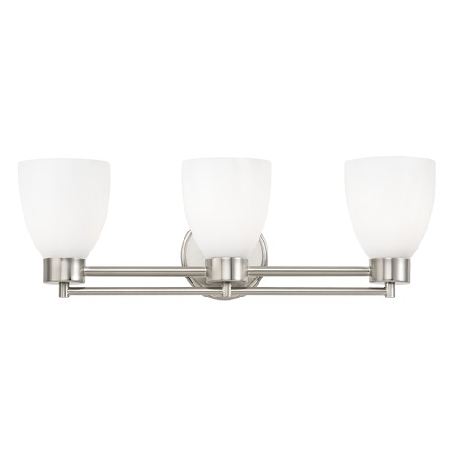 Design Classics Lighting Modern Bathroom Light with White Glass in Satin Nickel Finish 703-09 GL1024MB