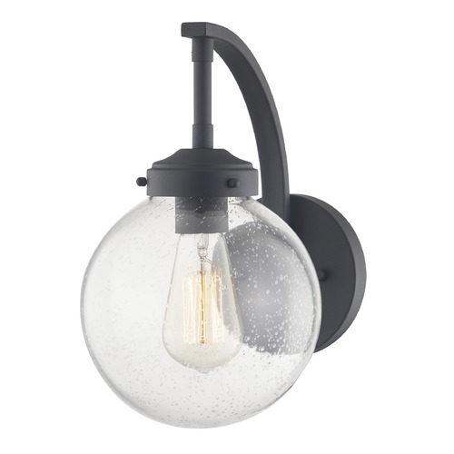 Design Classics Lighting Design Classics Dignity Powder Coated Black Medium Outdoor Wall Light with Seeded Glass Globe 1913-PCBK