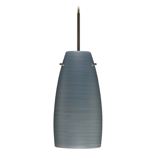 Besa Lighting Besa Lighting Tao Bronze LED Mini-Pendant Light with Oblong Shade 1JT-1512TN-LED-BR