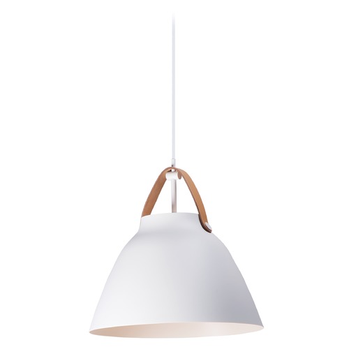 Nordic Tan Leather & White Pendant by Maxim Lighting