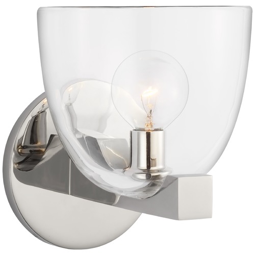 Visual Comfort Signature Collection Aerin Carola Single Sconce in Polished Nickel by Visual Comfort Signature ARN2490PNCG