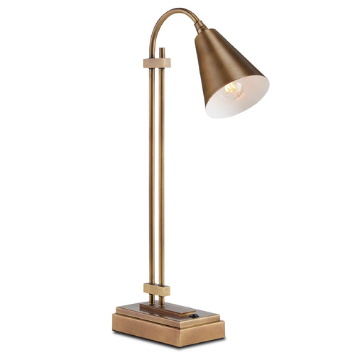 Currey and Company Lighting Symmetry Desk Lamp in Antique Brass by Currey & Company 6000-0782