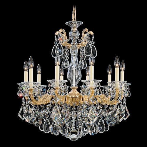 Schonbek Worldwide Lighting La Scala Heirloom Gold Crystal Chandelier