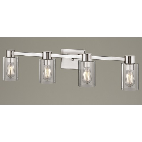 Design Classics Lighting 4-Light Clear Glass Bathroom Light Satin Nickel 2104-09 GL1040C