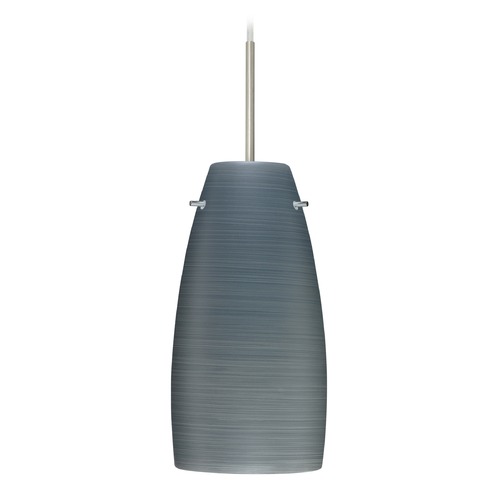 Besa Lighting Tao Satin Nickel LED Mini-Pendant Light with Oblong Shade