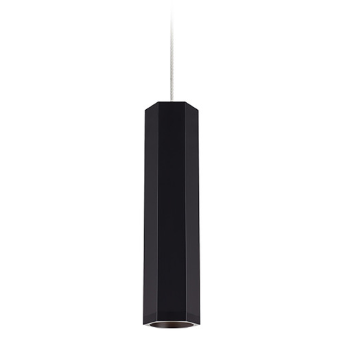 Visual Comfort Modern Collection Blok Small LED MonoRail Pendant in Black & Satin Nickel by Visual Comfort Modern 700MOBLKSBS-LED930