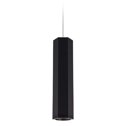 Blok Small LED MonoRail Pendant in Black & Satin Nickel by Visual Comfort Modern