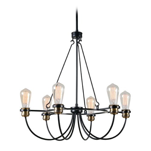 Kenroy Home Lighting Industrial Edison Bulb Chandelier Black with Brass 25.5-Inch by Kenroy Home Lighting 93896BL
