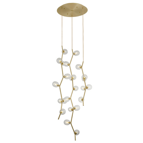 Hampton 3-Light Brushed Brass Multi-Light Cluster Pendant by Avenue Lighting