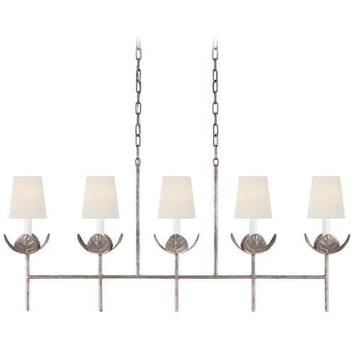 Visual Comfort Signature Collection Julie Neill Illana Linear Chandelier in Silver Leaf by Visual Comfort Signature JN5630BSLL