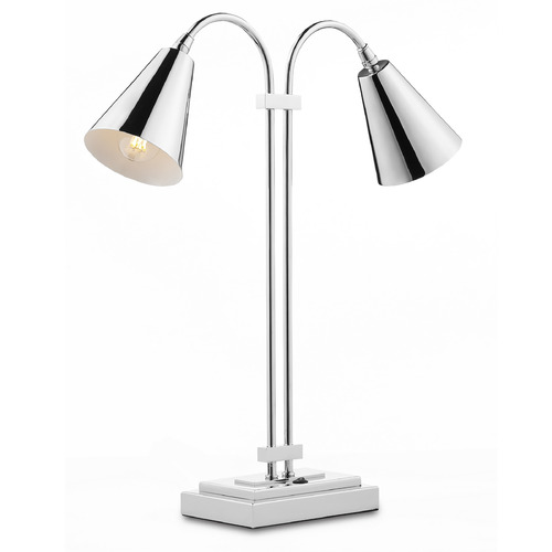 Currey and Company Lighting Symmetry Double Desk Lamp in Polished Nickel by Currey & Company 6000-0783