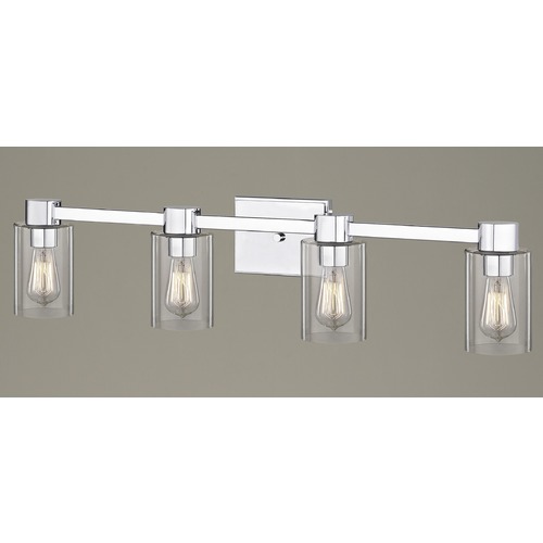 4-Light Clear Glass Bathroom Light Chrome