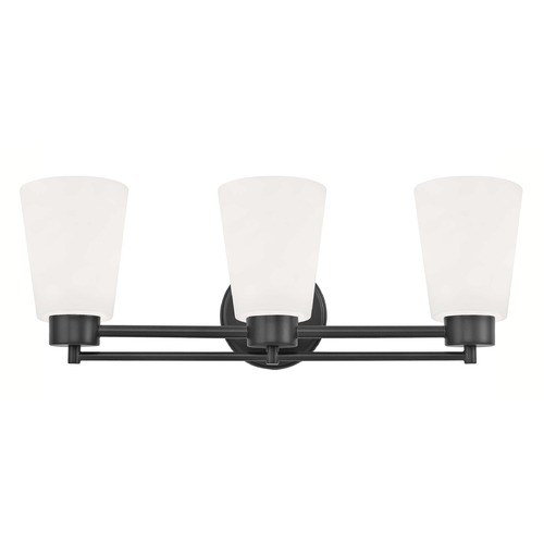 Design Classics Lighting Modern Bathroom Light White Glass Black 3 Lt 703-07 GL1055