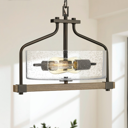 Barnes Mill Pendant in Bronze & Painted Wood by Progress Lighting