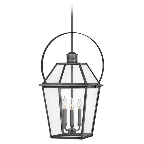 Nouvelle Medium Hanging Lantern in Blackened Brass by Hinkley Lighting