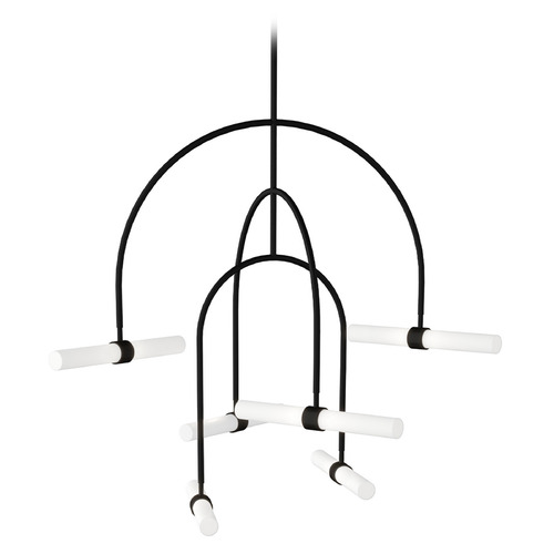 Visual Comfort Modern Collection Sean Lavin Calumn 6-Light LED Chandelier in Black by Visual Comfort Modern 700CLM6B-LED930
