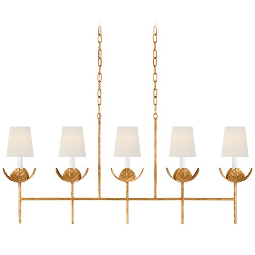 Visual Comfort Signature Collection Julie Neill Illana Linear Chandelier in Gold Leaf by Visual Comfort Signature JN5630AGLL
