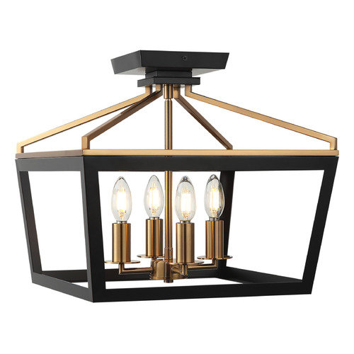 Matteo Lighting Mavonshire Black & Aged Gold Brass Flushmount Light