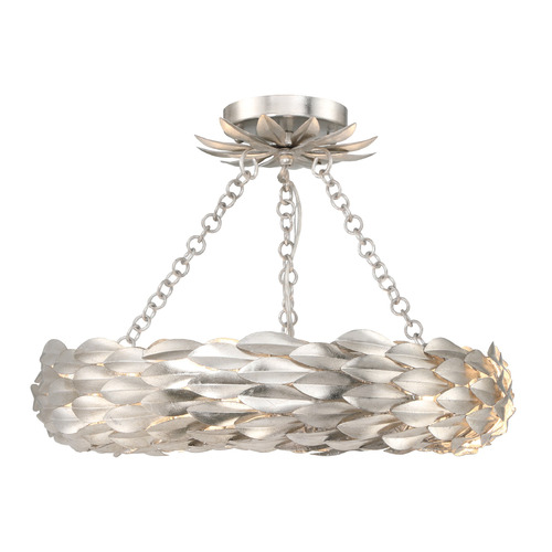 Crystorama Lighting Broche Antique Silver LED Semi-Flushmount Light