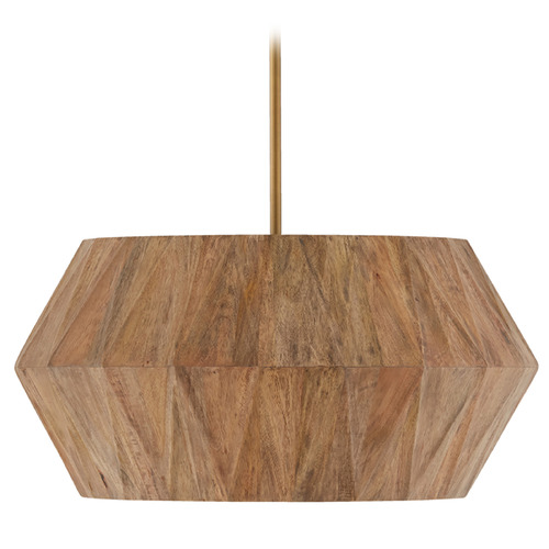 Capital Lighting Nadeau Light Wood and Patinaed Brass Pendant Light with Drum Shade