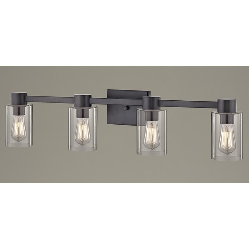 4-Light Clear Glass Bathroom Light Bronze