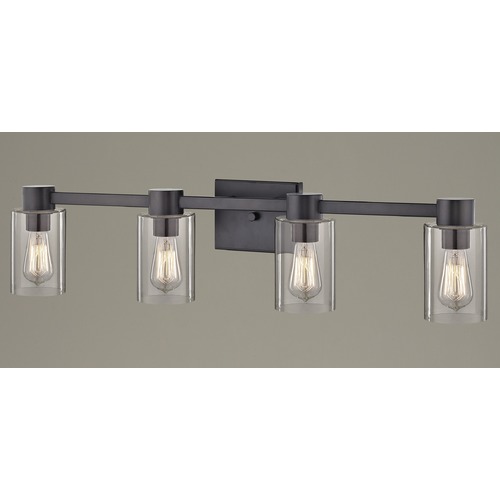 Design Classics Lighting 4-Light Clear Glass Bathroom Light Bronze 2104-220 GL1040C