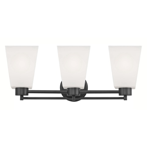 Design Classics Lighting Modern Bathroom Light White Glass Black 3 Lt 703-07 GL1057