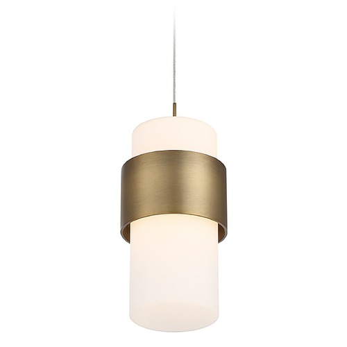WAC Lighting Wac Lighting Banded Aged Brass LED Mini-Pendant Light with Cylindrical Shade PD-68909-AB