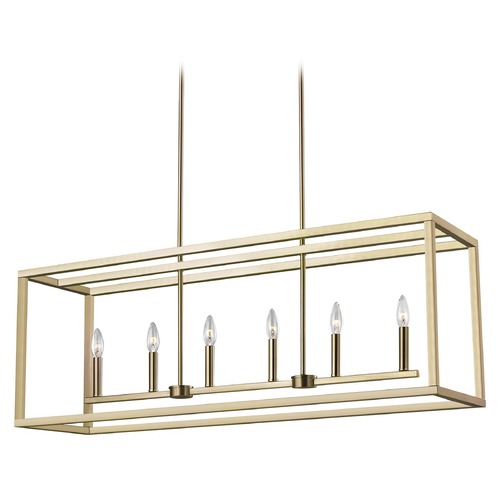 Moffet Street 42-Inch Linear Chandelier in Satin Brass by Generation Lighting