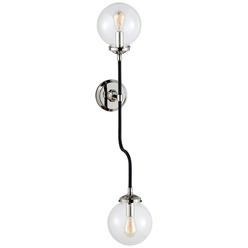 Visual Comfort Signature Collection Ian K. Fowler Bistro Double Wall Sconce in Nickel by Visual Comfort Signature S2022PNCG